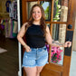 Black Ribbed Knit Tank Top