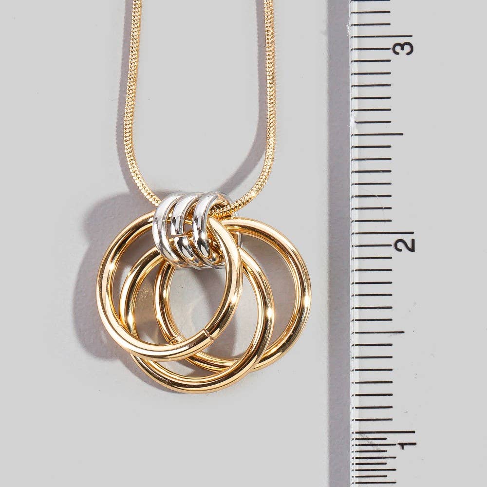 Multi Ring Charm Rope Chain Necklace