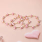 Pink Floral Beaded Stretch Bracelet Set