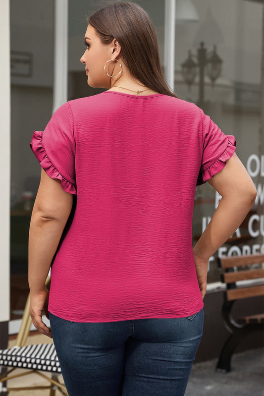 Plus Hot Pink Ruffle Top