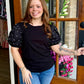 Black Pearl Puff Top