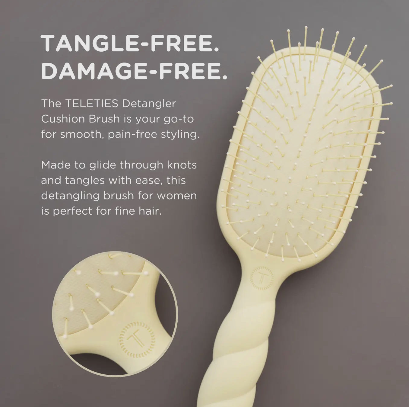 TELETIES Tan Detangler Hair Brush for Fine Hair