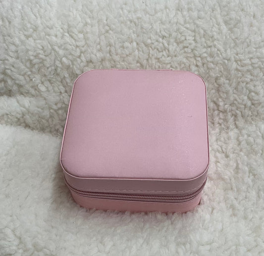 Pink Small Square Jewelry Travel Case Box