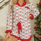 White Santa Striped Ruffle Pajama Set