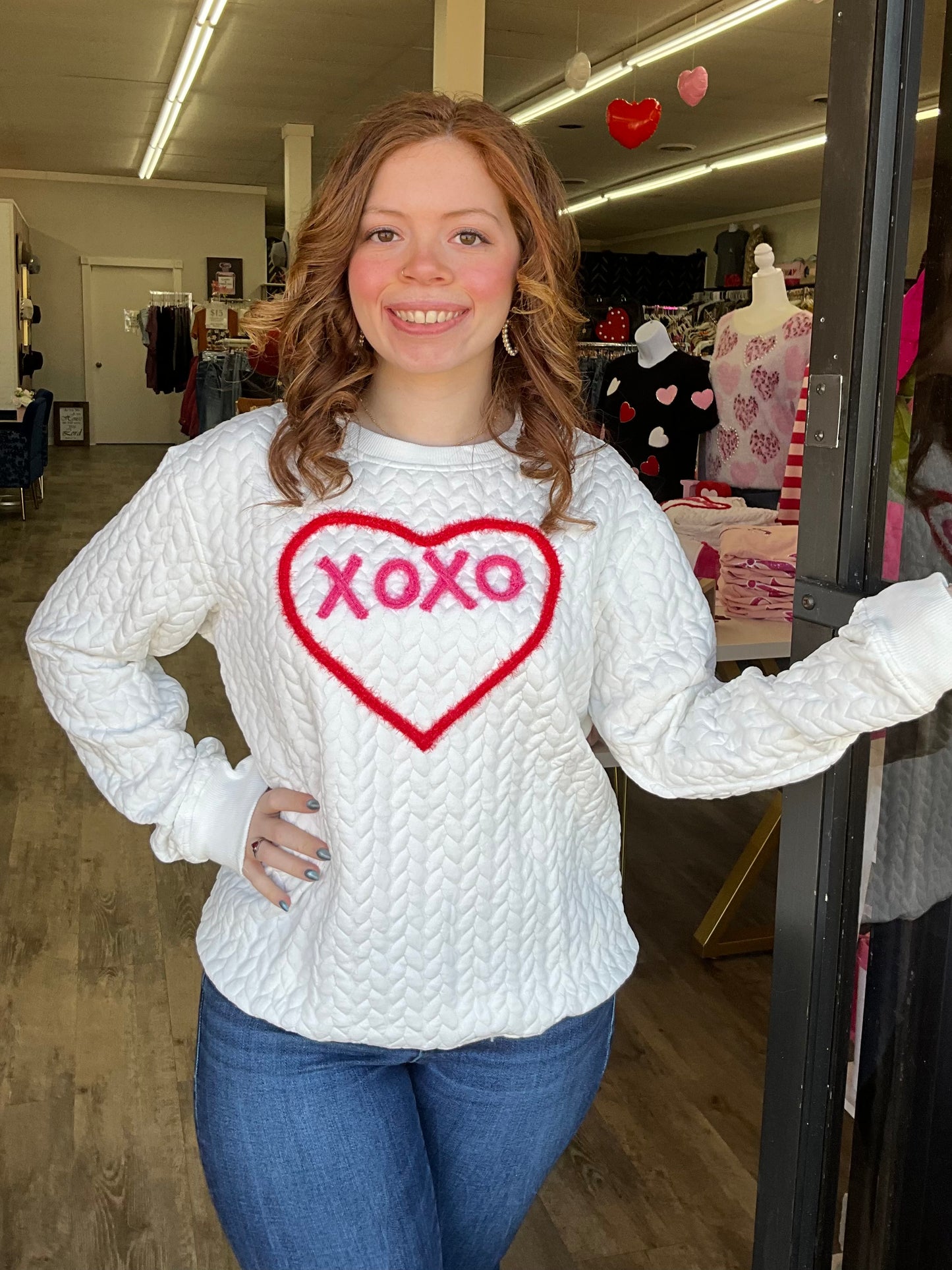 XOXO Textured Sweatshirt