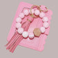 Pink Beaded Bracelet Keychain Wallet