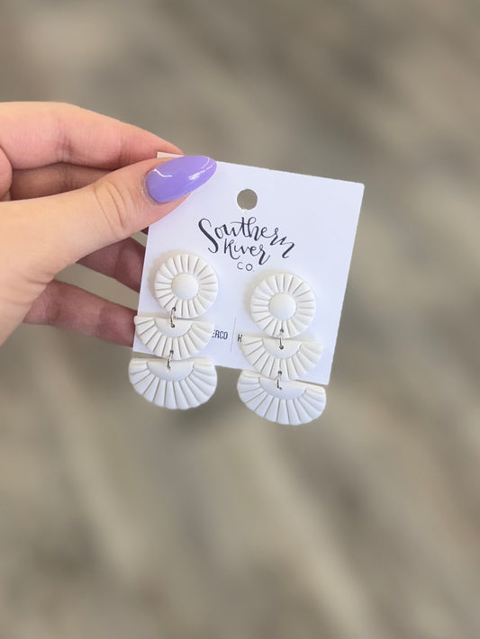White Textured Tier Earrings