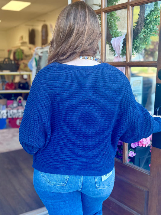 Navy Airy Dolman Sweater
