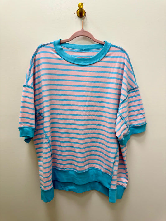 Pink Stripe Oversized Top