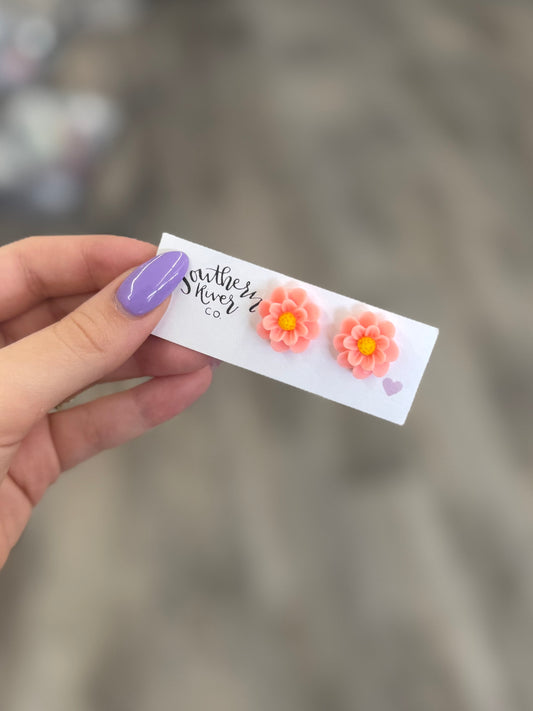 Peach Flower Studs