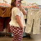 Burgundy Polka Dot Wide Straight Leg Pants