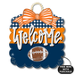 Navy & Orange Football Scallop Door Hanger w/ Mini