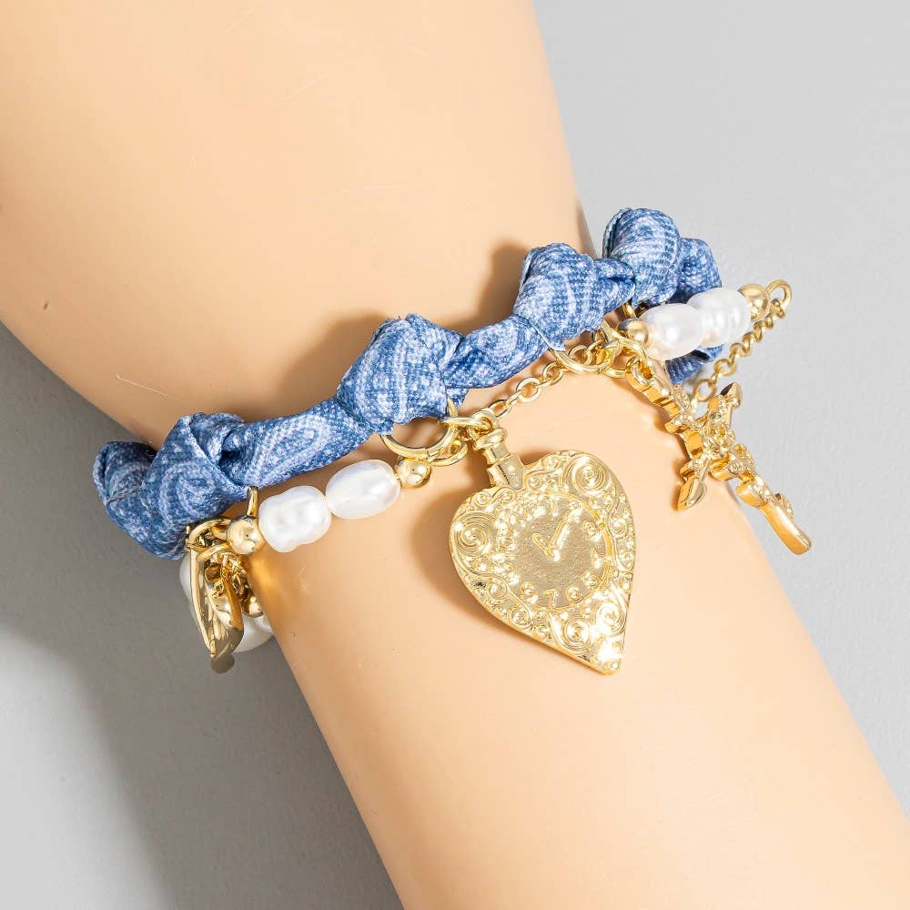 Denim Charm Knotted Bracelet