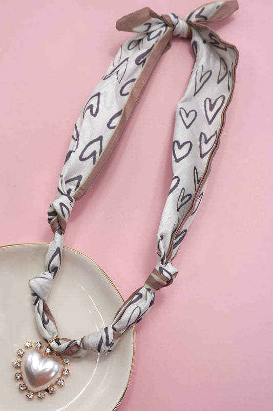 Heart Charm Scarf Necklace