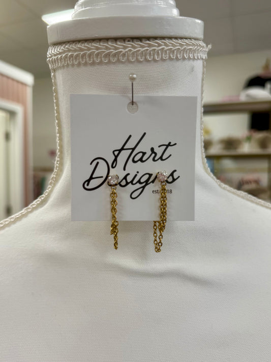 Hart Designs Diamond Stud Chain Earrings