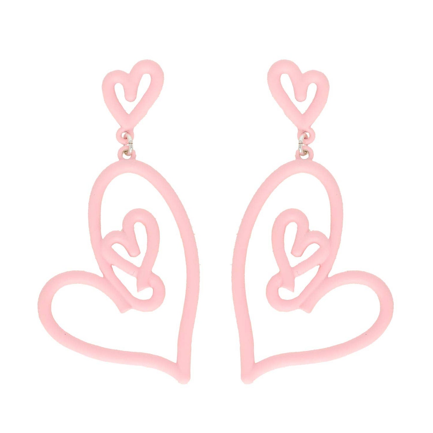 Pink Heart Cut Out Acrylic Earrings