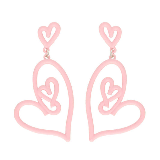 Pink Heart Cut Out Acrylic Earrings