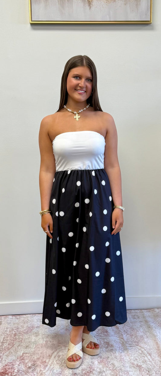 Black & White Polka Dot Wrap Dress