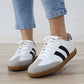 Striped Lace-Up Flat Sneakers