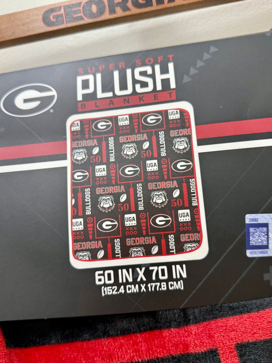 Black UGA Plush Throw Blanket