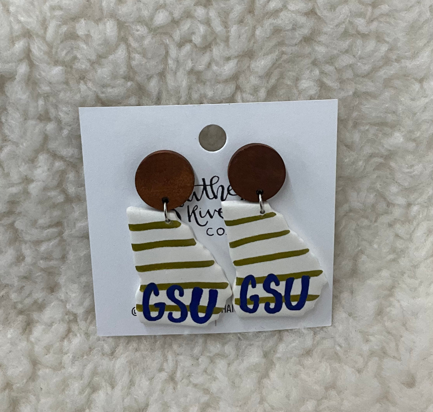 White Stripe GS Dangle Earrings