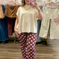 Burgundy Polka Dot Wide Straight Leg Pants