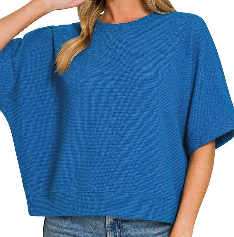 Plus Blue Double Knit Banded Top