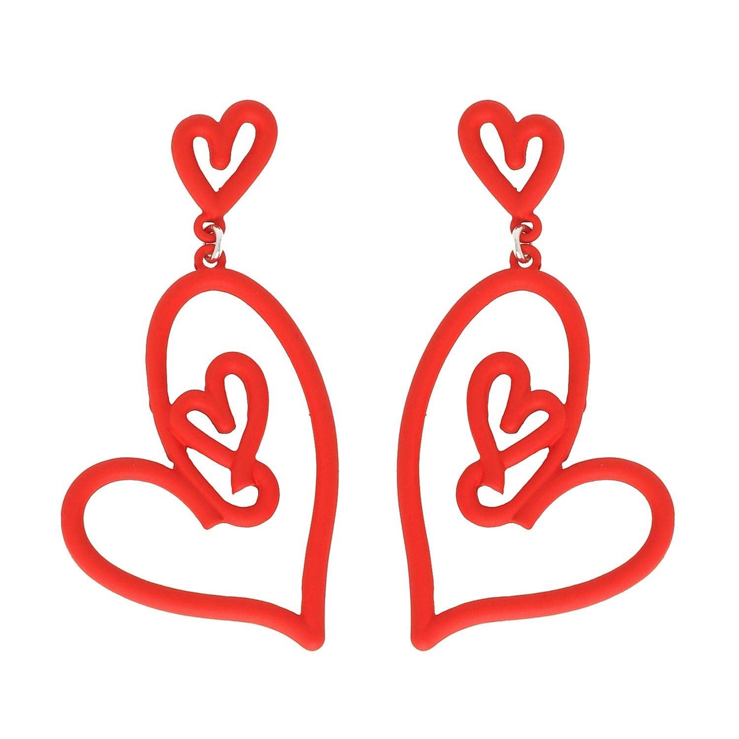 Red Heart Cut Out Acrylic Earrings