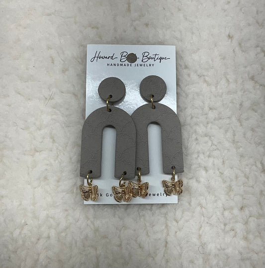 Neutral Butterfly Horseshoe Earrings