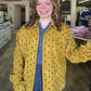 Washed Star Print Button Down Jacket-Gold