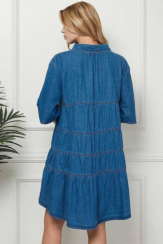 Denim Pleated Dress