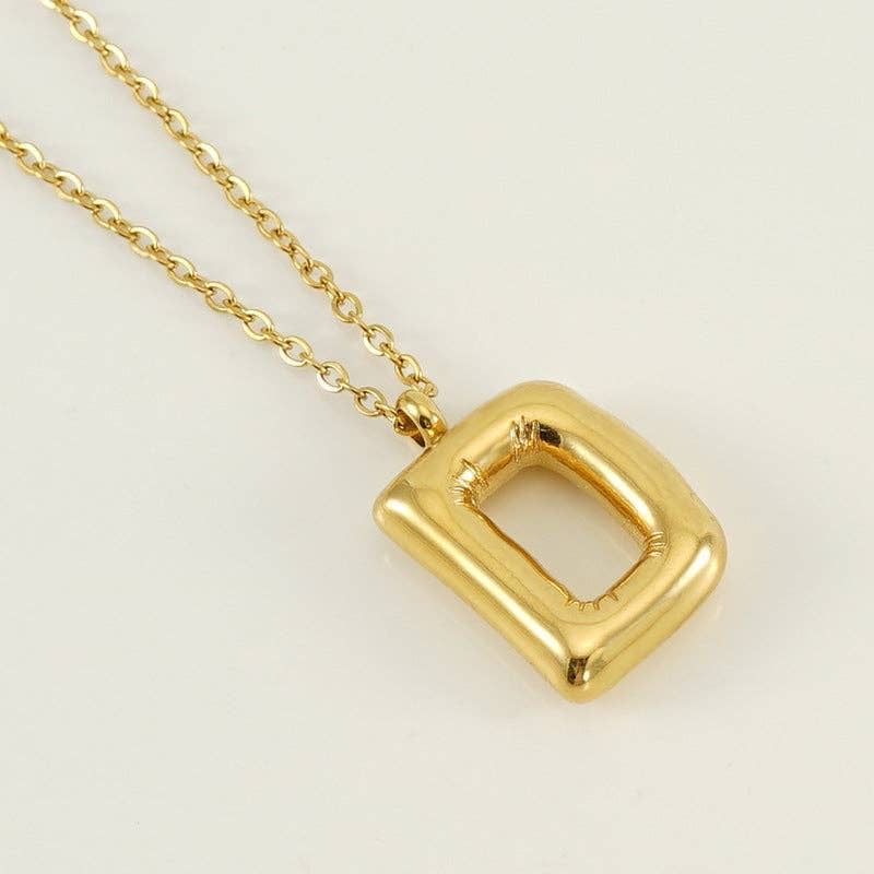 Bubble Initial Gold-Plated Stainless Steel Necklace