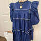 Navy Puff Sleeve Mini Dress