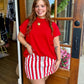 Red Striped Denim Skirt