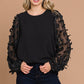Plus Black 3D Patch Contrast Sleeve Top