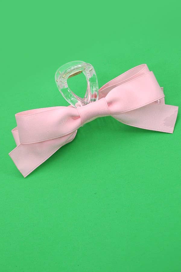 Pink Large Silky Bow Hair Clip
