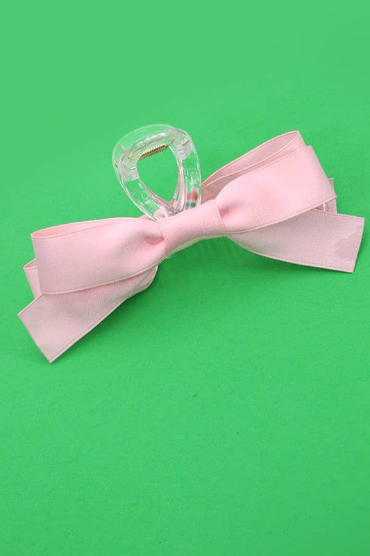 Pink Large Silky Bow Hair Clip