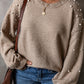 Plus Beige Pearl Drop Shoulder Sweater