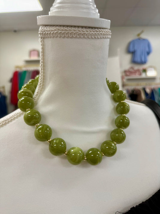 Hart Designs Round Olive Marble Bead Necklace