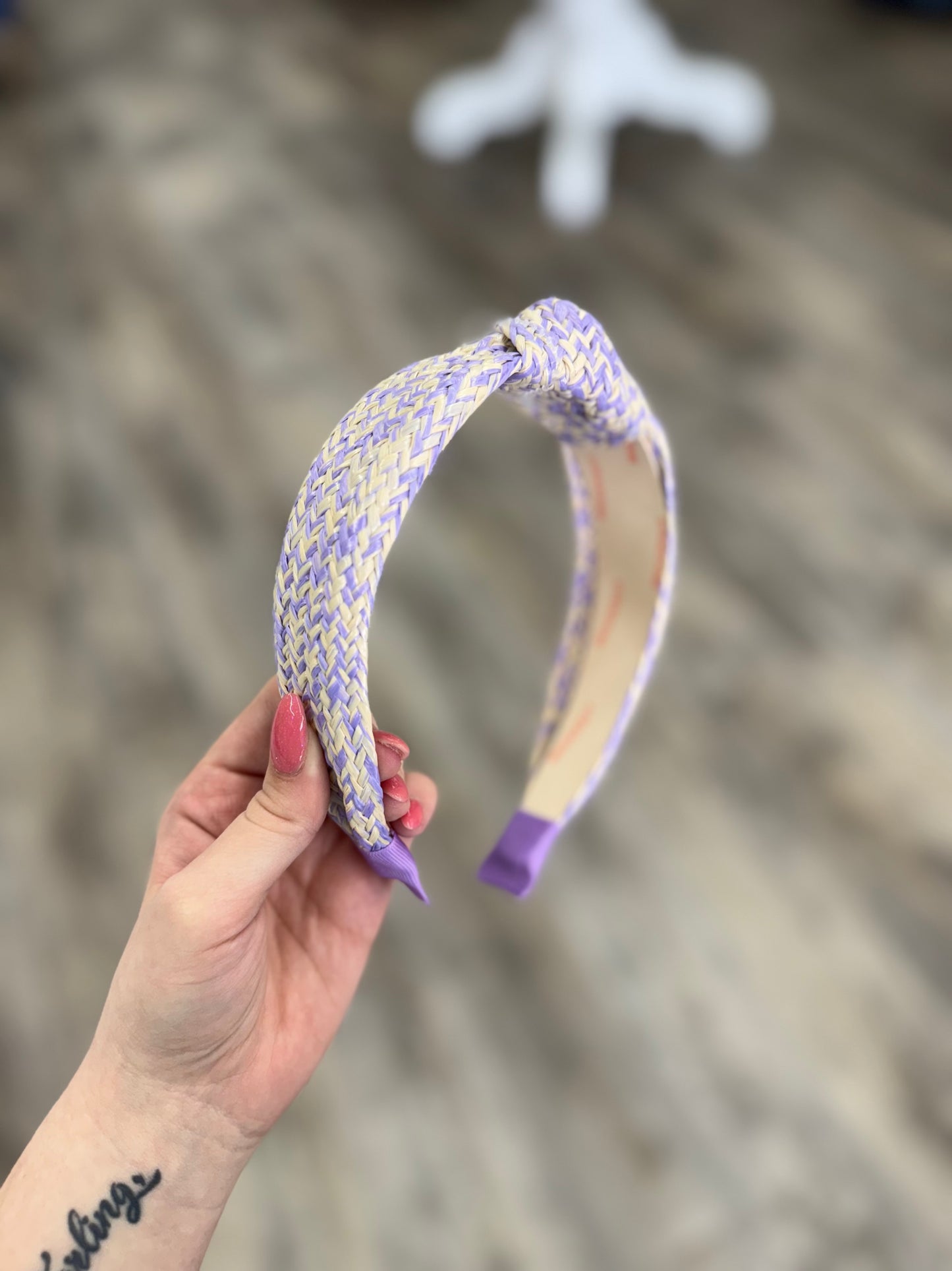 Purple & Natural Wicker Headband