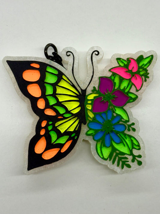 Neon Floral Butterfly Car Freshie - Butt Naked