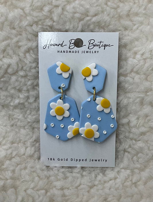 Blue Daisy Earrings