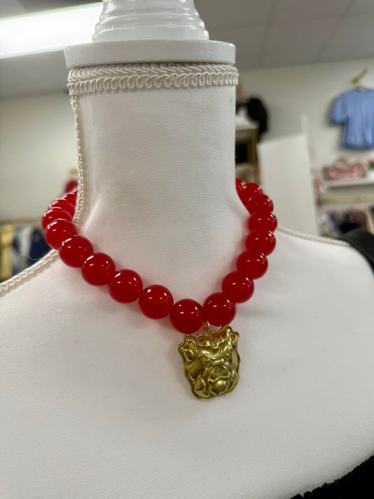 Hart Designs Red Bulldog Bead Necklace