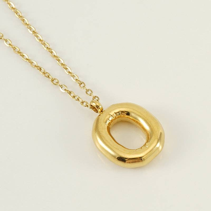 Bubble Initial Gold-Plated Stainless Steel Necklace