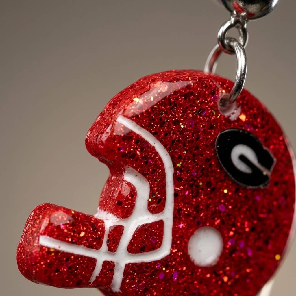 GA Football Helmet Glitter Dangle Earrings