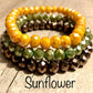 3pc Crystal Bead Bracelet Set- Sunflower