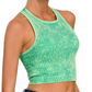 Kelly Green Washed Ribbed Cropped Tank Top