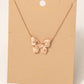 Rose Gold Cz Pave Butterfly Pendant Necklace