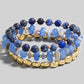 Blue Stone And Metallic Beaded Bracelet Set