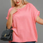 Plus Coral Jacquard Boxy Cut Top with Back Buttons